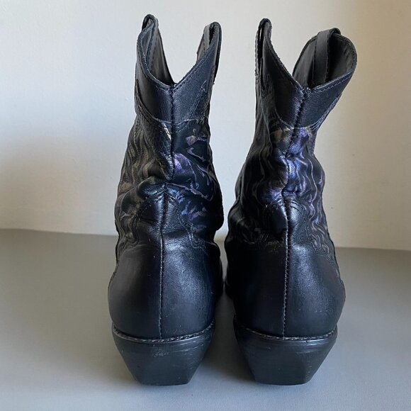 Mootsies Tooties Leather Black & Metallic Booties SZ 8 - Picture 5 of 12
